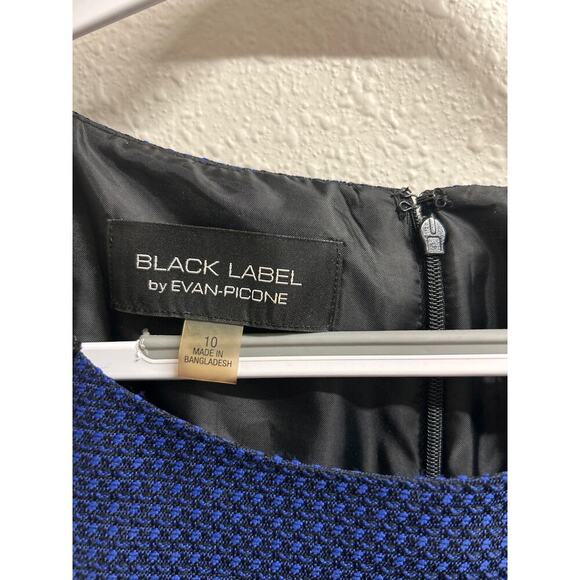 Black Label By Evan Picone Women's Blue Textured Floral Sleeveless Dress Size 10 - Picture 6 of 11